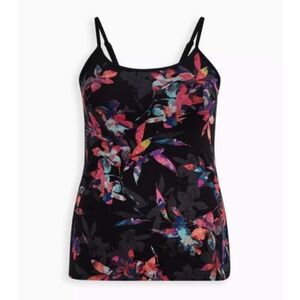 Torrid - Cotton Black Colorful Floral Foxy Fitted Stretch Cami Tank Top - 3X